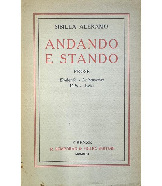 Andando e stando - Sibilla Aleramo - copertina