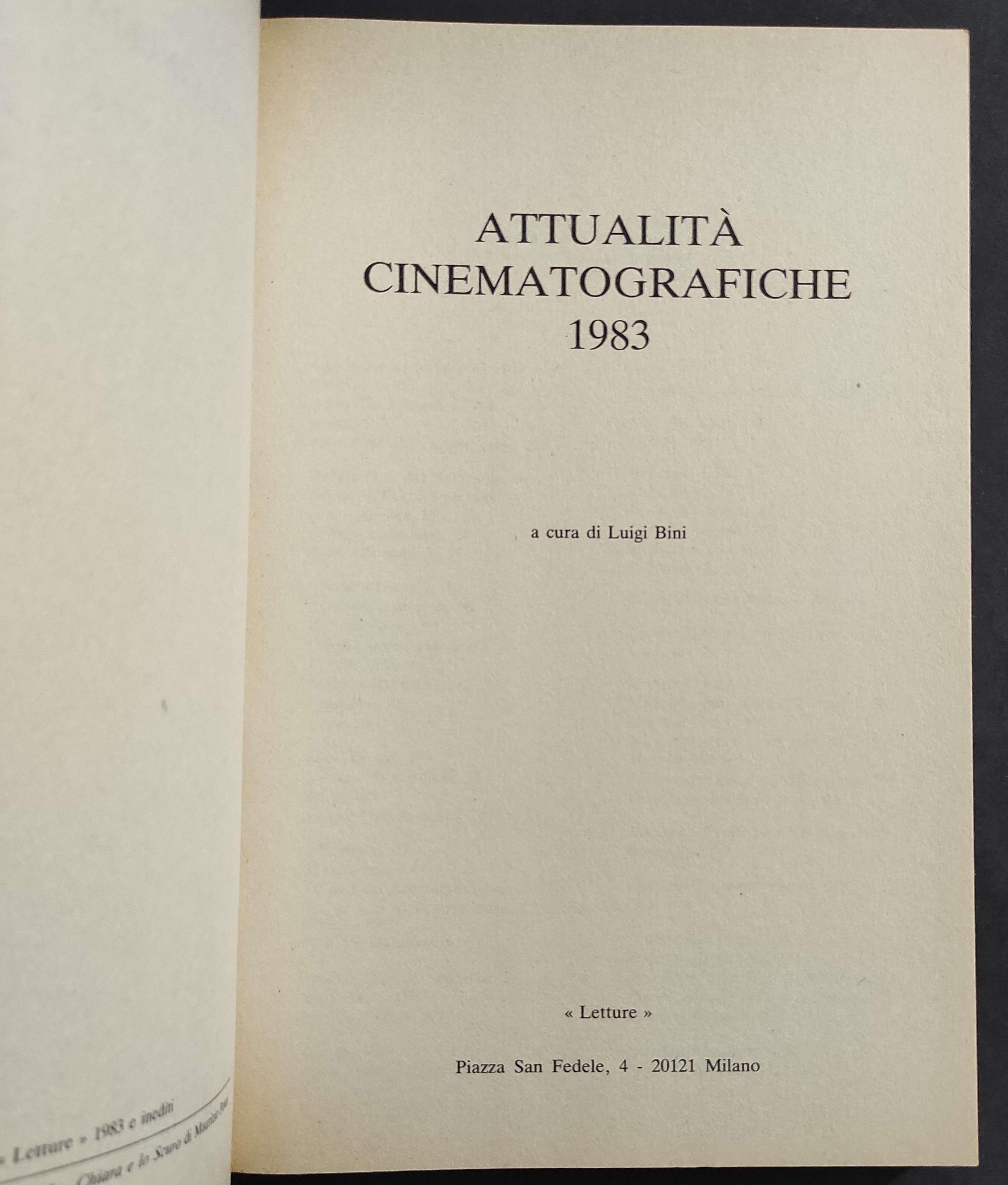 Attualità Cinematografiche 1983 - L. Bini - Ed. Letture