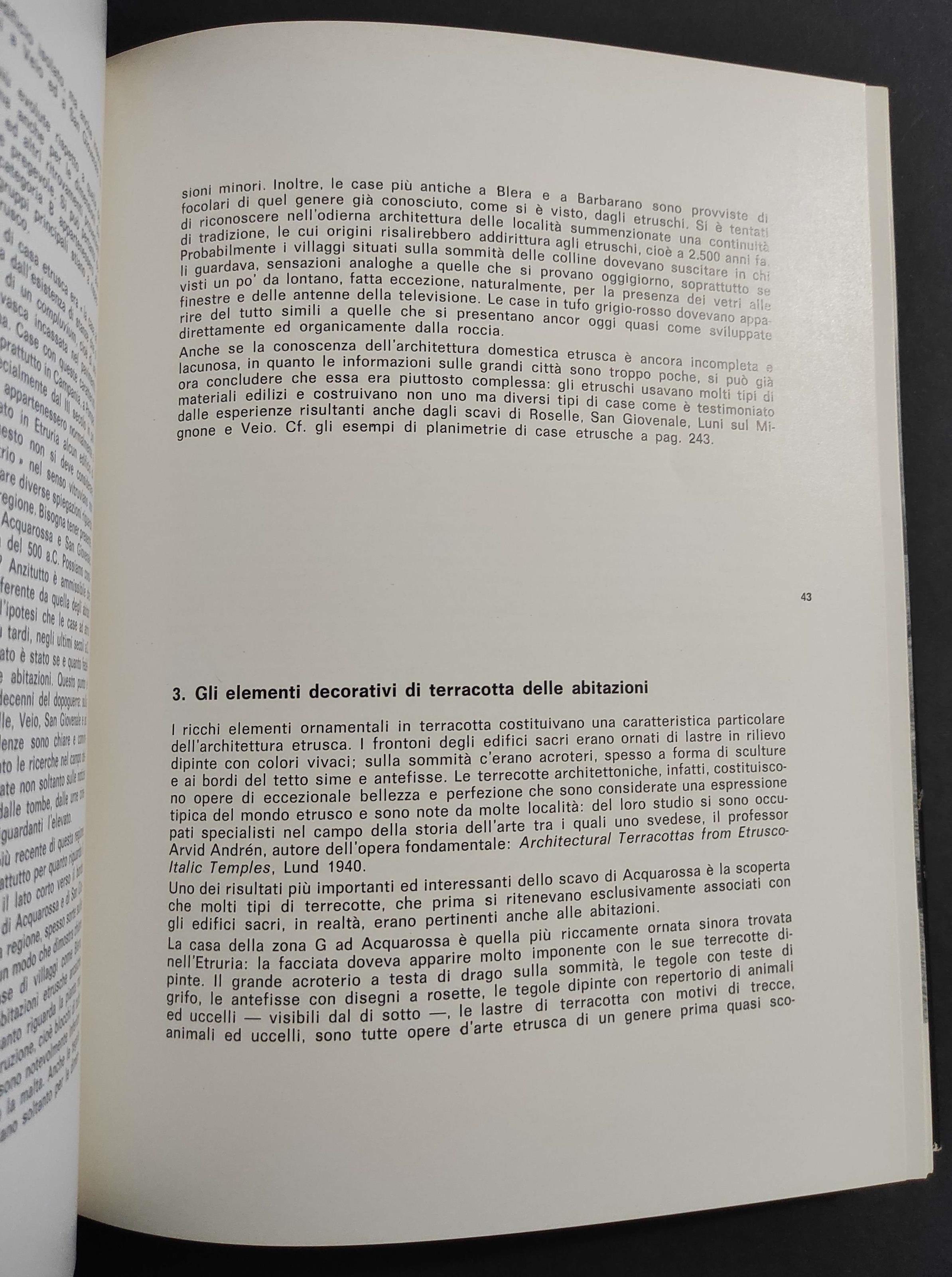 Case etrusche di Acquarossa - C. E. Ostenberg - Ed. Multigrafica - 1975