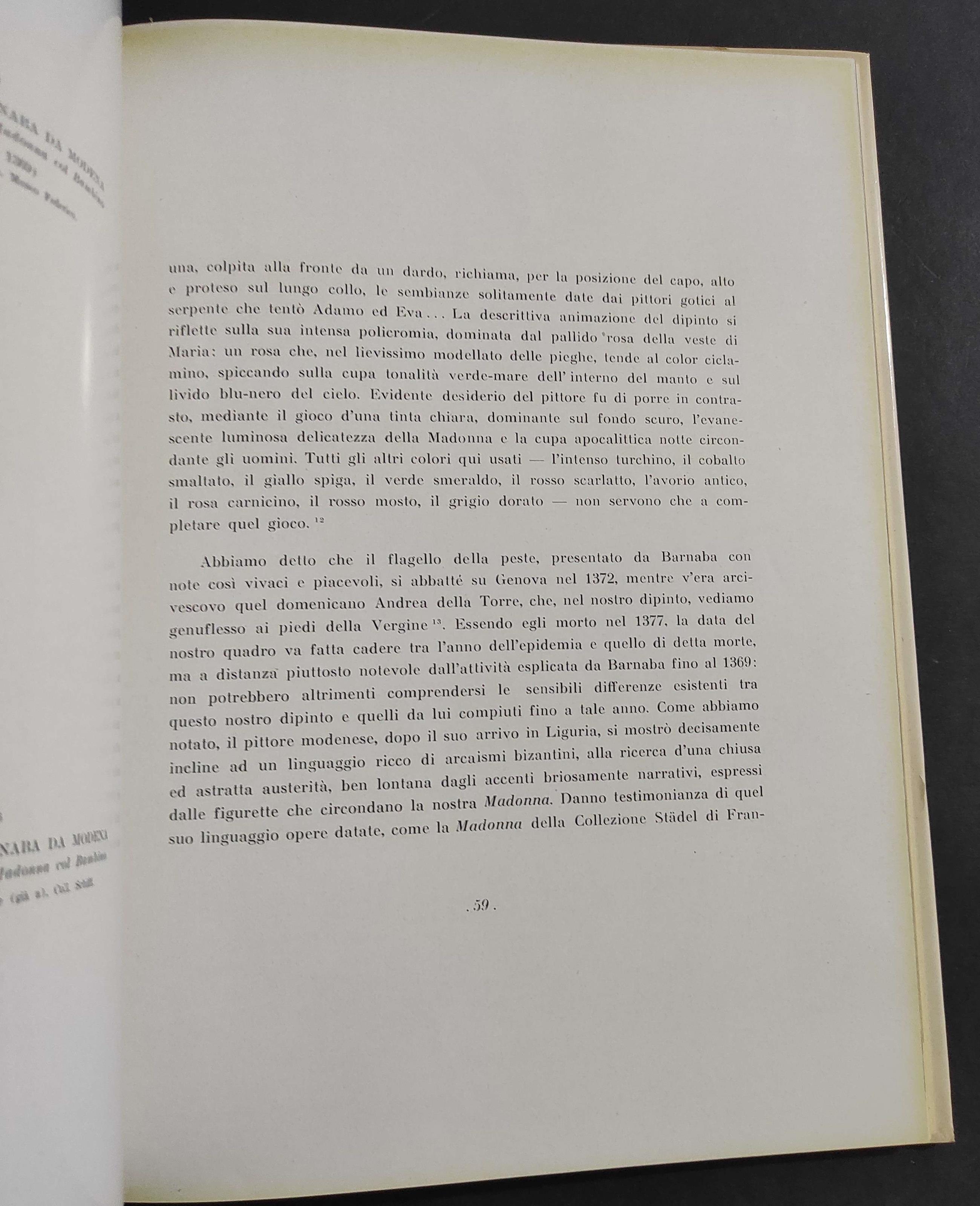 Una Madonna di Barnaba da Modena e uno Statuto del Trecento - Ed. SiglaEffe - 1957