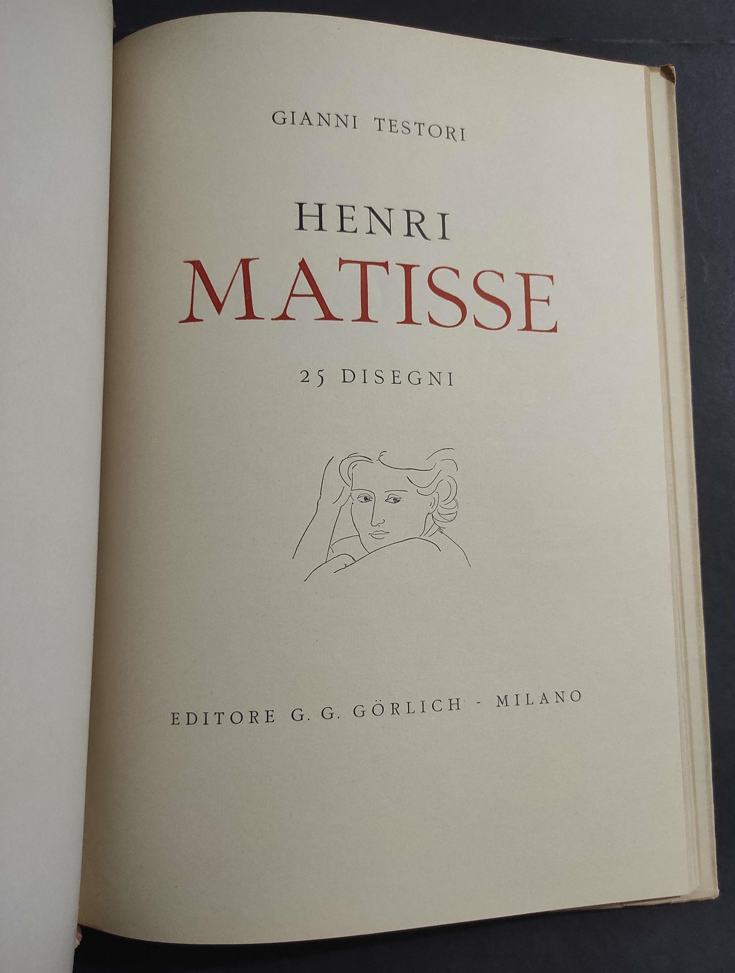 Henri Matisse - 25 Disegni - G. Testori - Ed. Gorlich - 1943