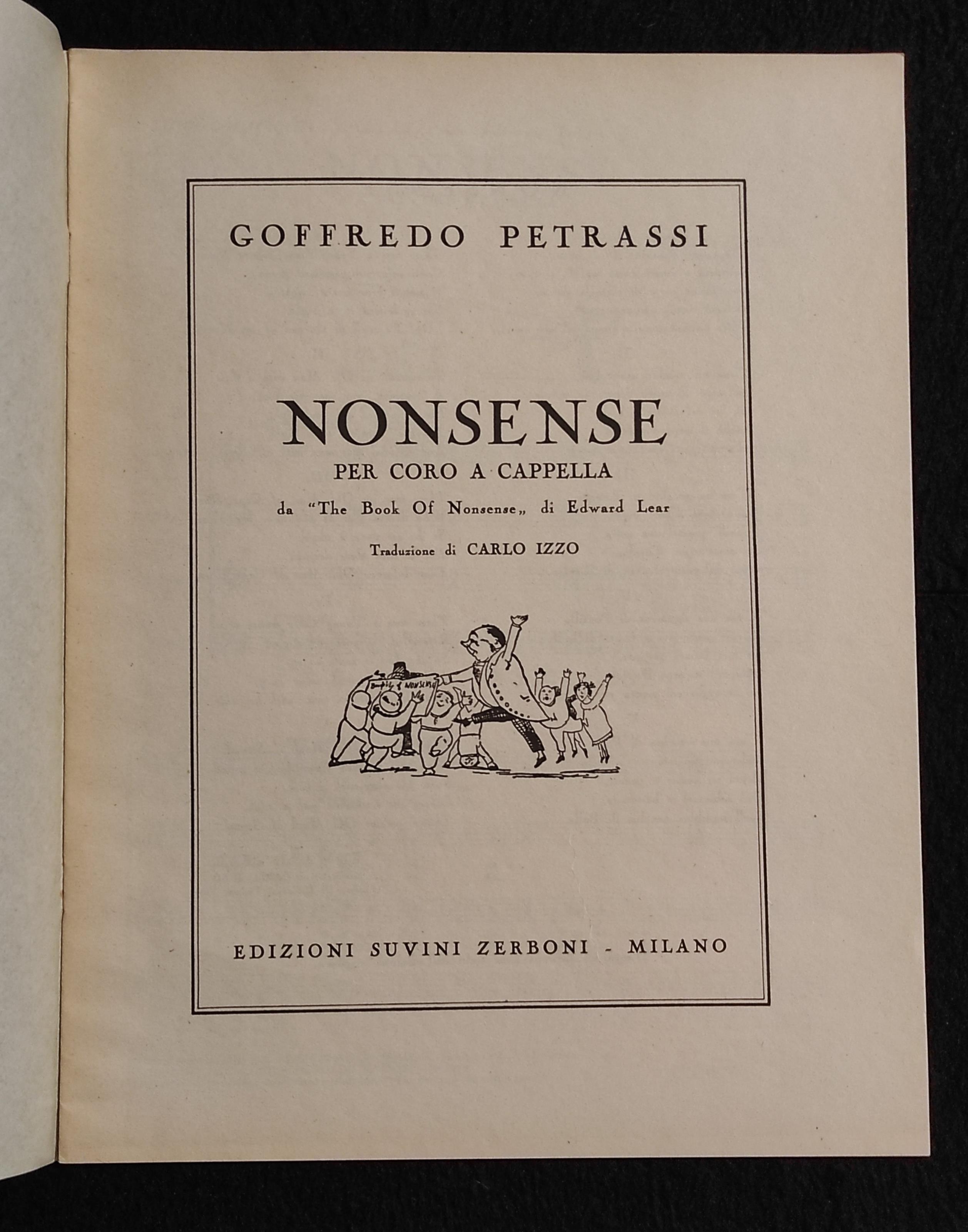 Nonsense - Spartito Coro a Cappella - G. Petrassi - Ed. Zerboni - 1953