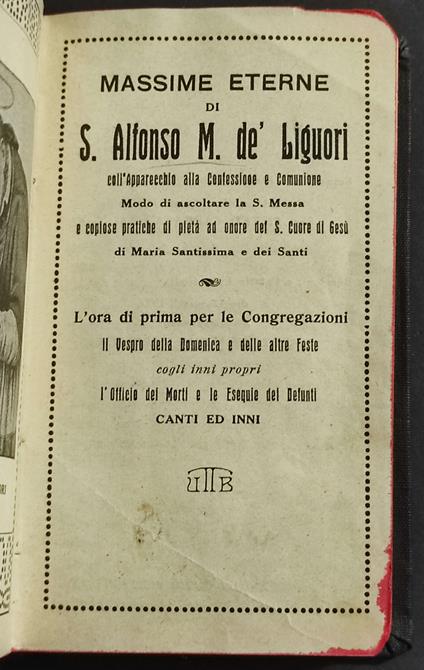Massime Eterne di San. A. M. de' Liguori - 1926 - Alfonso Maria de' (sant') Liguori - copertina