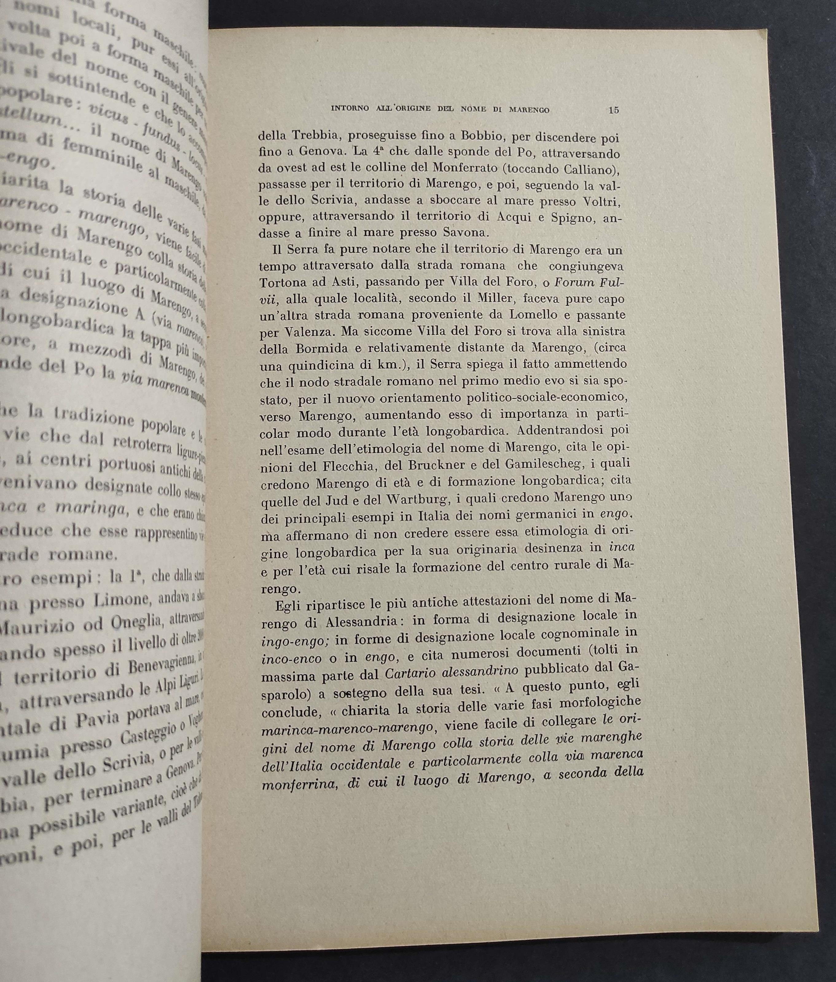 Intorno all'Origine dei Nomi Marengo Pietra Marazzi e Fiondi (Bassignana) - P. Peola - 1941