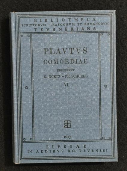 Plautus - Comoediae - Pseudolum Rudentem Stichum -VI- BG Teubner - 1939 - copertina