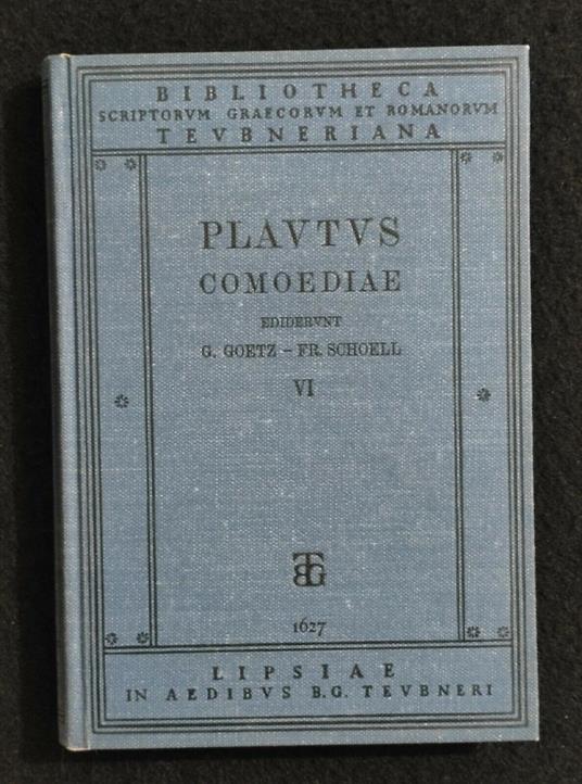 Plautus - Comoediae - Pseudolum Rudentem Stichum -VI- BG Teubner - 1939 - copertina