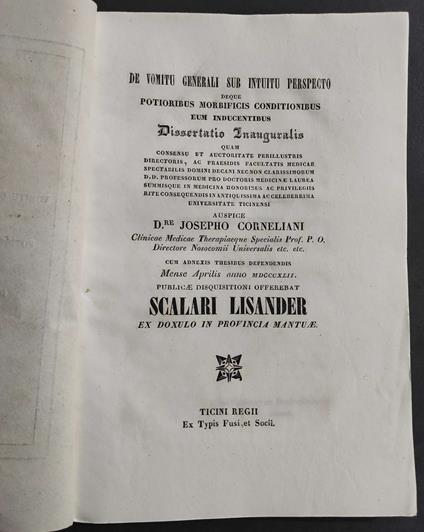 De Vomitu generali Sub Intuitu Perspecto - 1843 - copertina