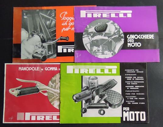 Accessori per Moto Pirelli - 1937 - 4 Depliant - Cinghie, Poggiapiedi, Manopole, Ginocchiere - copertina