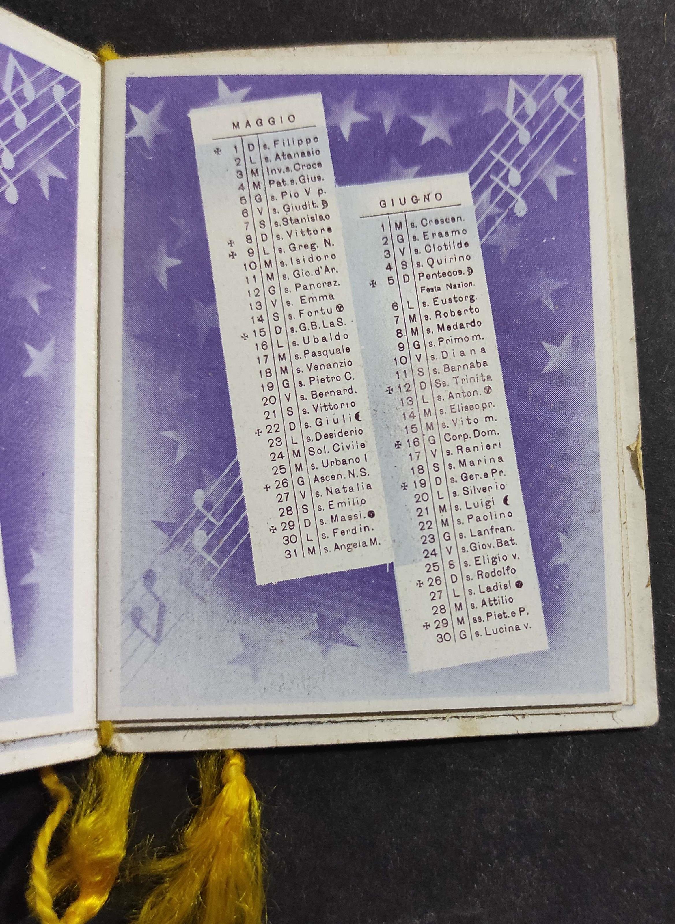 Calendario/Calendarietto Pubblicitario - G. Verdi e Le Sue Opere - 1938