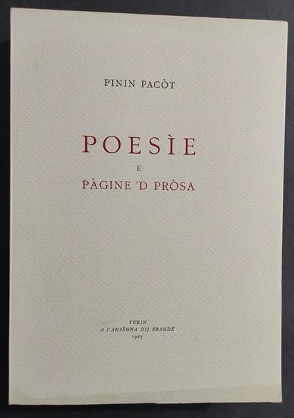 Poesie e Pàgine 'D Pròsa - P. Pacòt - 1967 - copertina