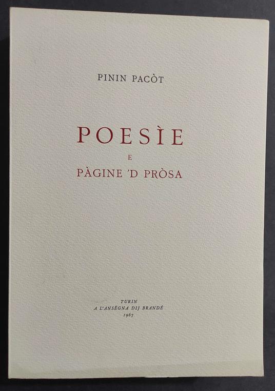 Poesie e Pàgine 'D Pròsa - P. Pacòt - 1967 - copertina