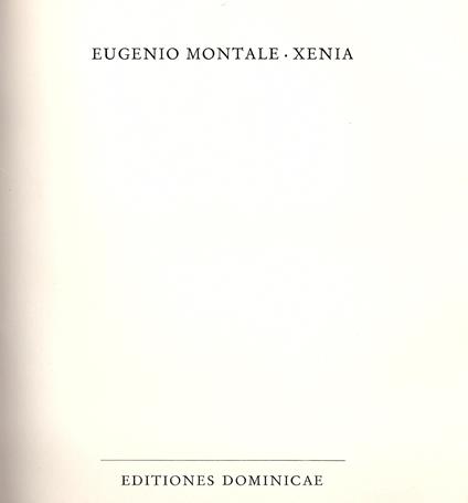 Xenia - Eugenio Montale - copertina