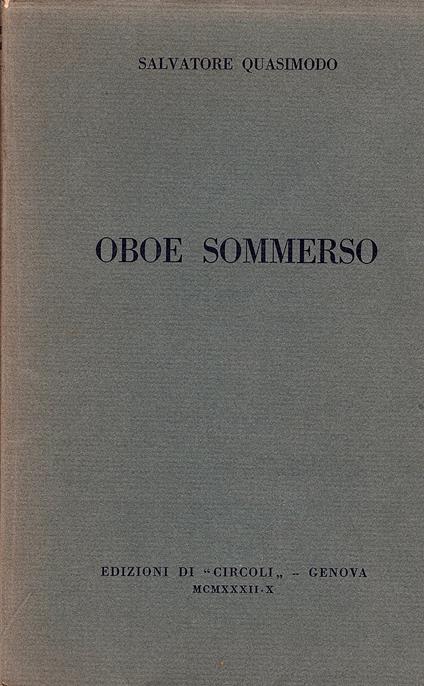 Oboe sommerso - Salvatore Quasimodo - copertina