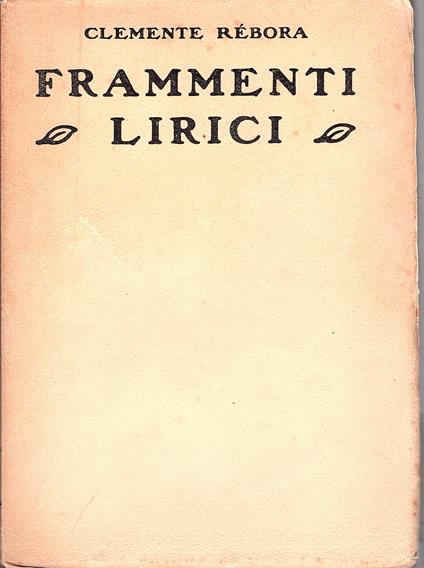 Frammenti Lirici - Clemente Rebora - copertina