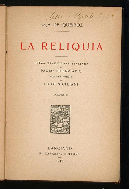 reliquia II - copertina