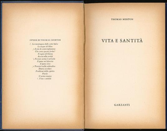 Vita e santità - Thomas Merton - copertina