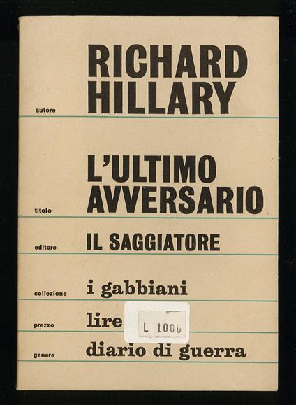L' ultimo avversario - Richard Hillary - copertina