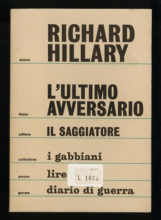 L' ultimo avversario - Richard Hillary - copertina