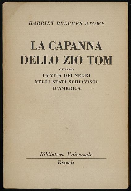 capanna dello zio Tom - Harriet Beecher Stowe - copertina