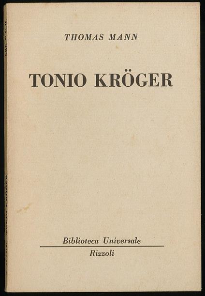 Tonio Kroger - Thomas Mann - copertina