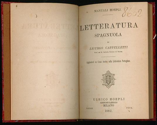 Letteratura spagnuola - Licurgo Cappelletti - copertina