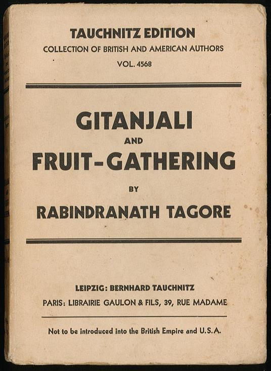 Gitankali and fruit-gathering - Rabindranath Tagore - copertina