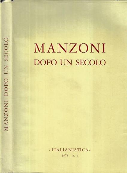 Manzoni dopo un secolo - copertina