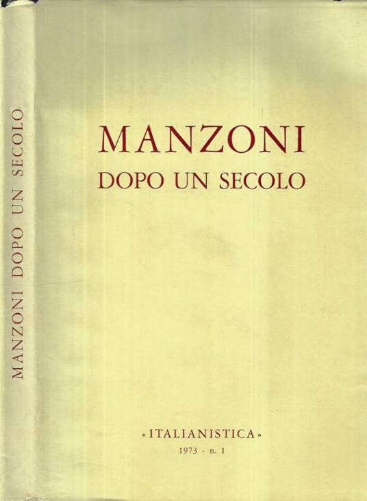 Manzoni dopo un secolo - copertina
