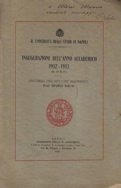 Inaugurazione dell'Anno Accademico 1932-1933 - copertina