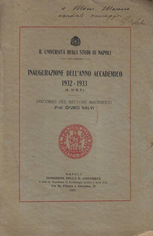 Inaugurazione dell'Anno Accademico 1932-1933 - copertina
