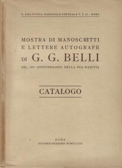 Mostra di manoscritti e lettere autografe di G.G. Belli - copertina