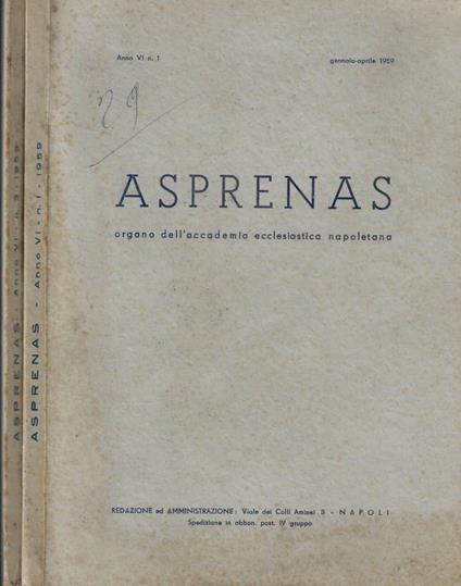 Asprenas n. 1-3 Anno 1959 - copertina