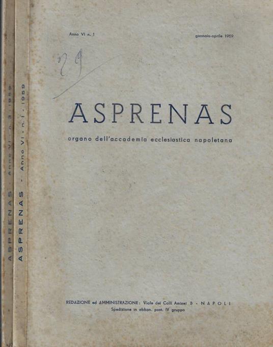 Asprenas n. 1-3 Anno 1959 - copertina