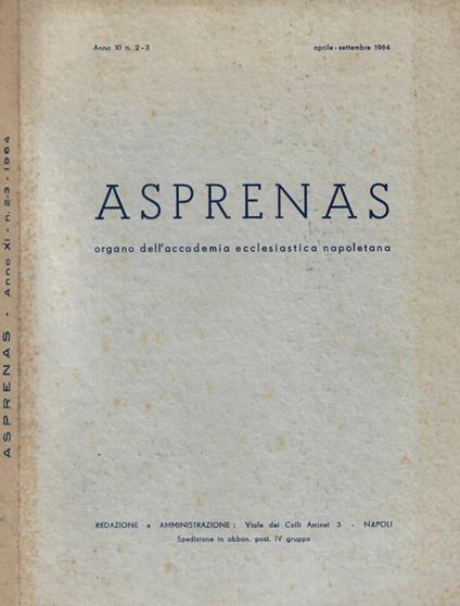 Asprenas n. 2-3 Anno 1964 - copertina