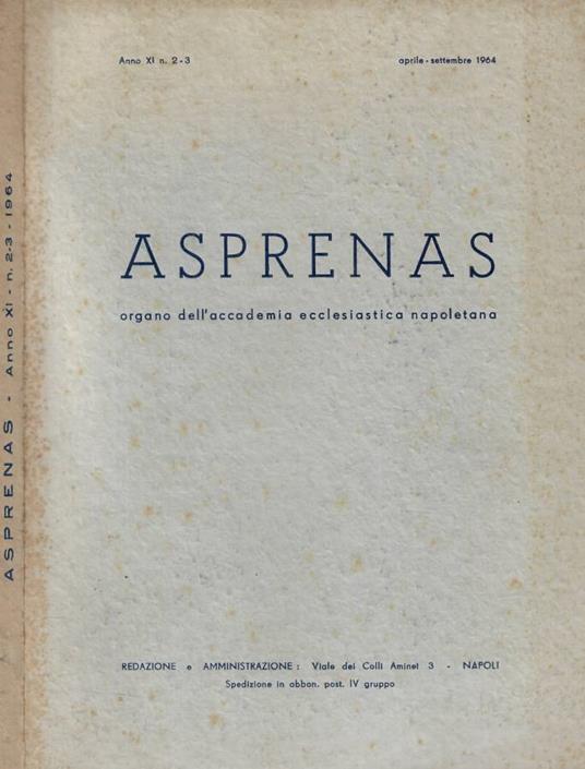 Asprenas n. 2-3 Anno 1964 - copertina