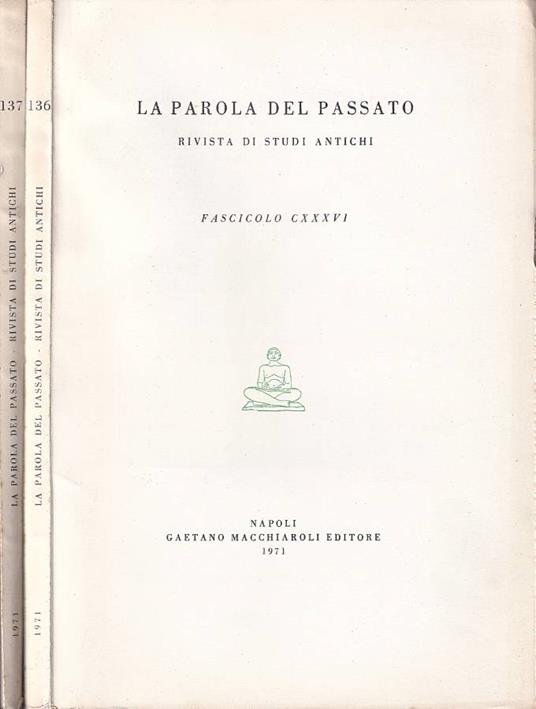 La parola del passato, fascicolo CXXXVI, CXXXVII, 1971 - copertina