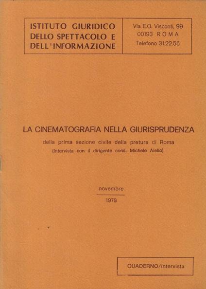 La cinematografia nella giurisprudenza - copertina