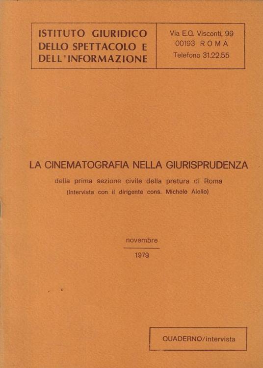 La cinematografia nella giurisprudenza - copertina