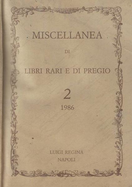 Miscellanea di libri rari e di pregio 2 1986 - copertina