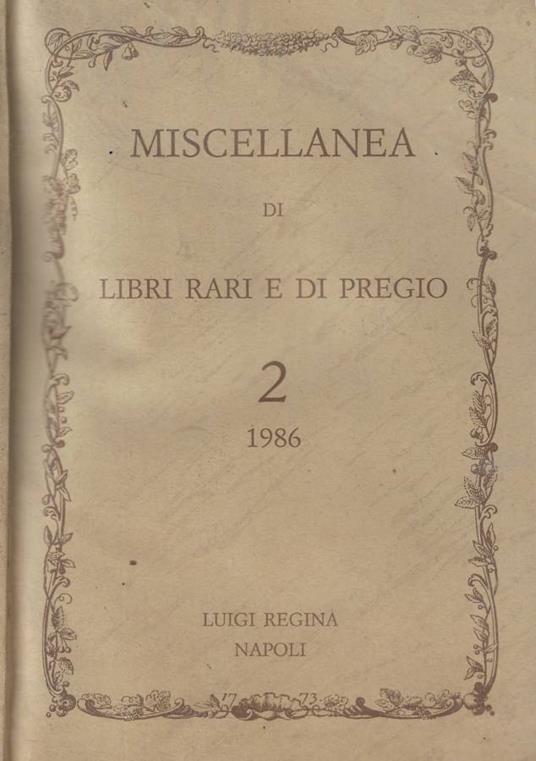 Miscellanea di libri rari e di pregio 2 1986 - copertina