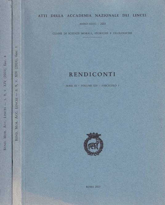Rendiconti, serie IX, volume XIV, fascicolo 1 e 4 - copertina