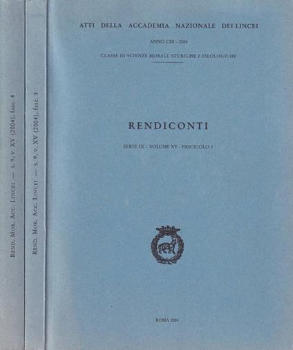 Rendiconti, serie IX, volume XV, fascicolo 3 e 4 - copertina