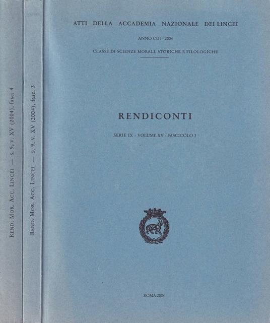 Rendiconti, serie IX, volume XV, fascicolo 3 e 4 - copertina
