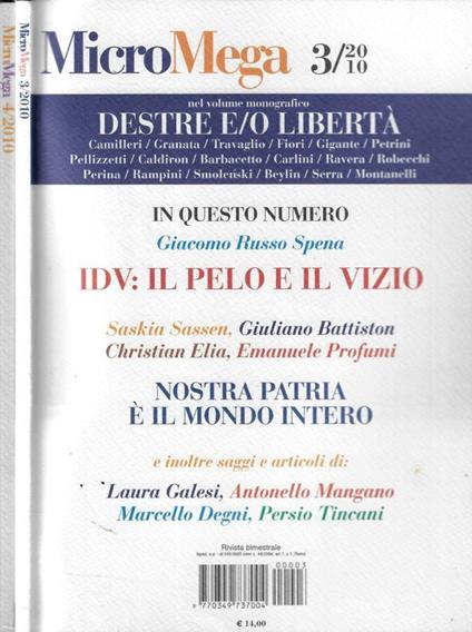 MicroMega n. 3-4 Anno 2010 - copertina