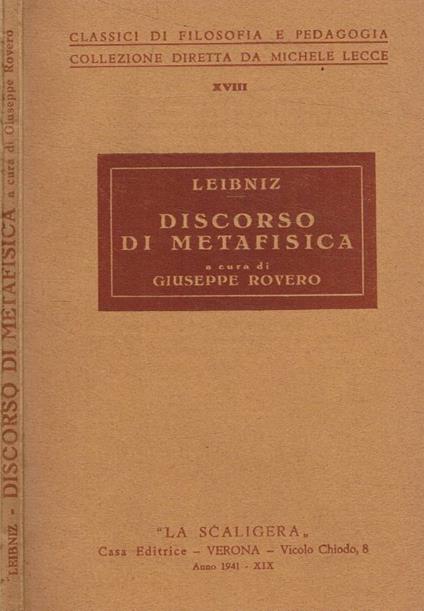 Discorso di metafisica - Gottfried W. Leibniz - copertina