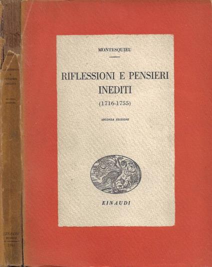 Riflessioni e pensieri inediti (1716-1755) - Charles L. de Montesquieu - copertina