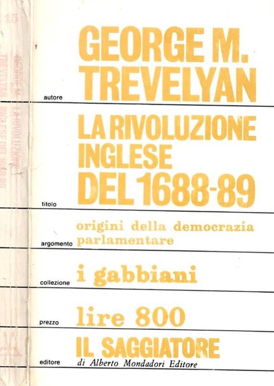 La rivoluzione inglese del 1688-89 - George M. Trevelyan - copertina