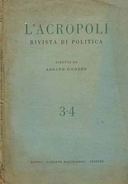 L' Acropoli. Rivista di politica n.3-4, 1945 - copertina