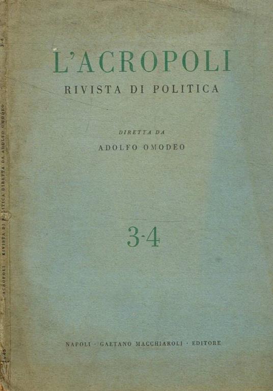 L' Acropoli. Rivista di politica n.3-4, 1945 - copertina