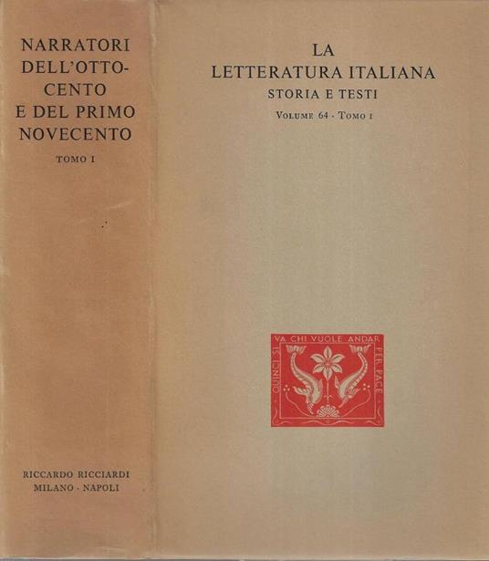 Narratori dell' Ottocento e del primo Novecento Tomo I - copertina